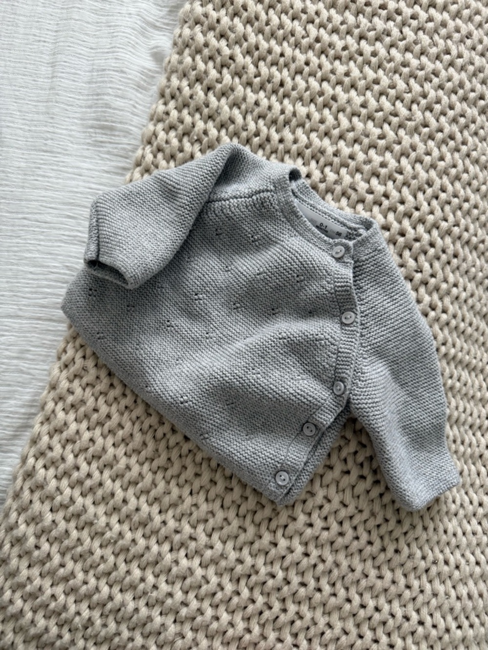 Zara Light Gray Knit Baby Sweater